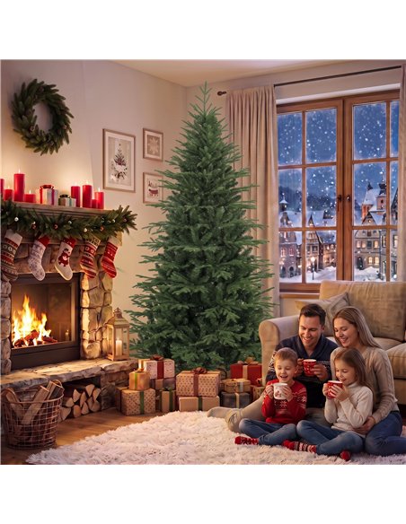 HOMCOM 7ft Artificial Christmas Tree with 2080 Realistic Tips, Hinged Xmas Tree with Wide Shape for Home Office, Green - pic 208862 | FastDaddyshop