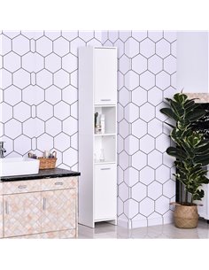 HOMCOM Particle Board Tall Freestanding Bathroom Storage Cabinet, White 2