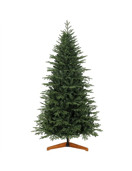 HOMCOM 7ft Artificial Christmas Tree Full Hinged Xmas Tree Solid Pine Wood Stand, Green - pic 208872 | FastDaddyshop