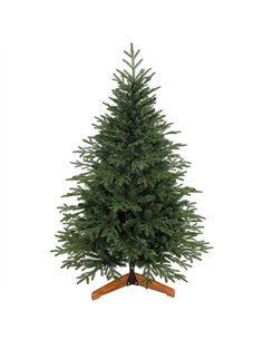 HOMCOM 150cm Artificial Christmas Tree Full Hinged Xmas Tree Solid Pine Wood Stand, Green