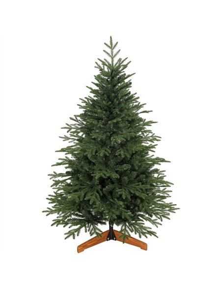 HOMCOM 150cm Artificial Christmas Tree Full Hinged Xmas Tree Solid Pine Wood Stand, Green - pic 208881 | FastDaddyshop