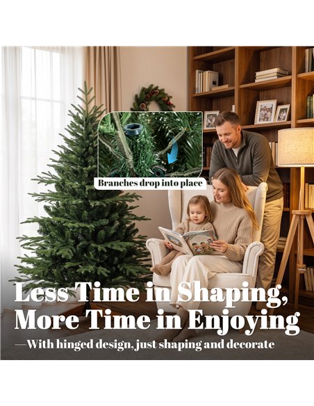 HOMCOM 150cm Artificial Christmas Tree Full Hinged Xmas Tree Solid Pine Wood Stand, Green - pic 208886 | FastDaddyshop