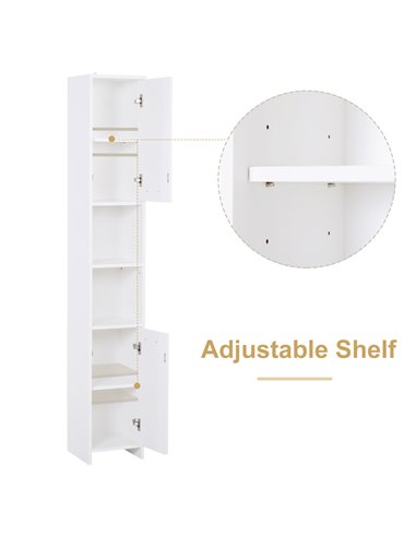HOMCOM Particle Board Tall Freestanding Bathroom Storage Cabinet, White