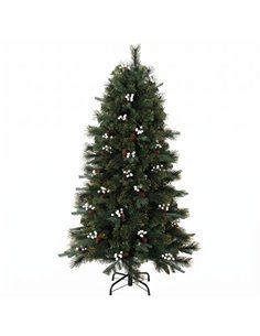 HOMCOM 5ft Artificial Christmas Tree, Fir Hinged Xmas Tree with 490 Branch Tips, Foldable Metal Stand, Easy Assembly, Green