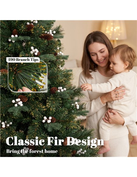 HOMCOM 5ft Artificial Christmas Tree, Fir Hinged Xmas Tree with 490 Branch Tips, Foldable Metal Stand, Easy Assembly, Green - pic 208894 | FastDaddyshop