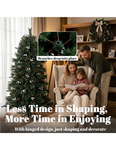 HOMCOM 5ft Artificial Christmas Tree, Fir Hinged Xmas Tree with 490 Branch Tips, Foldable Metal Stand, Easy Assembly, Green - pic 208895 | FastDaddyshop
