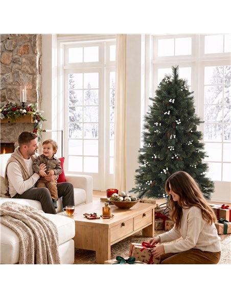 HOMCOM 5ft Artificial Christmas Tree, Fir Hinged Xmas Tree with 490 Branch Tips, Foldable Metal Stand, Easy Assembly, Green - pic 208898 | FastDaddyshop