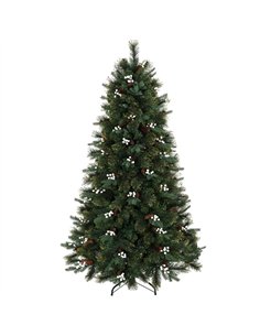 HOMCOM 6ft Artificial Christmas Tree, Fir Hinged Xmas Tree with 716 Branch Tips, Foldable Metal Stand, Easy Assembly, Green
