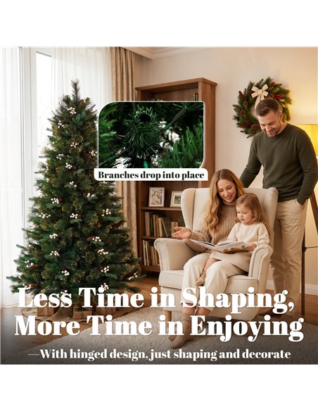 HOMCOM 6ft Artificial Christmas Tree, Fir Hinged Xmas Tree with 716 Branch Tips, Foldable Metal Stand, Easy Assembly, Green - pic 208904 | FastDaddyshop