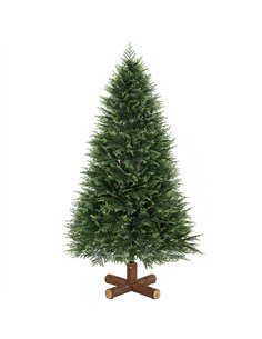 HOMCOM 7ft Artificial Christmas Tree, Hinged Xmas Tree with Realistic 1071 PE & PVC Branch Tips, Fir Wood Base, Green