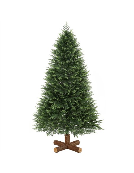 HOMCOM 7ft Artificial Christmas Tree, Hinged Xmas Tree with Realistic 1071 PE & PVC Branch Tips, Fir Wood Base, Green - pic 208908 | FastDaddyshop