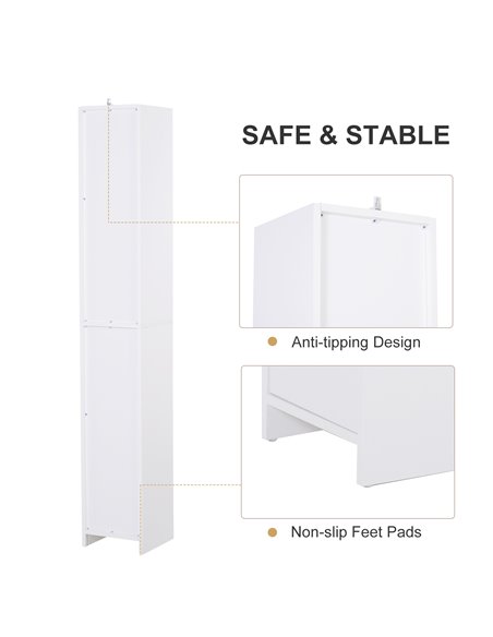 HOMCOM Particle Board Tall Freestanding Bathroom Storage Cabinet White - pic 20891 | FastDaddyshop