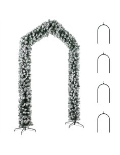 HOMCOM 9ft Flocked Snow Christmas Tree Arch, Christmas Single Arch Doorway Decor with 1400 Branch Tips and Steel Stand, Green
