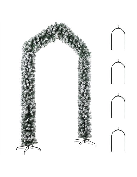 HOMCOM 9ft Flocked Snow Christmas Tree Arch, Christmas Single Arch Doorway Decor with 1400 Branch Tips and Steel Stand, Green - pic 208917 | FastDaddyshop