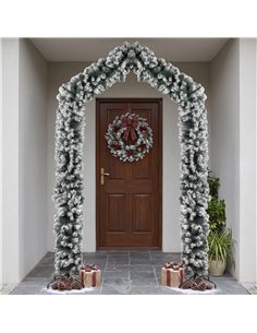 HOMCOM 9ft Flocked Snow Christmas Tree Arch, Christmas Single Arch Doorway Decor with 1400 Branch Tips and Steel Stand, Green 2