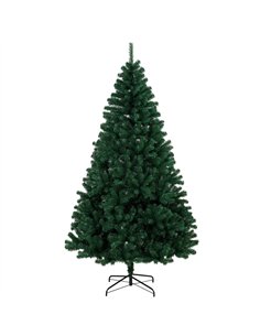 HOMCOM 7ft Artificial Christmas Tree, Fir Hinged Xmas Tree with 1100 Branch Tips, Foldable Steel Stand, Green