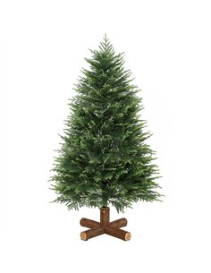 HOMCOM 5ft Artificial Christmas Tree, Hinged Xmas Tree with Realistic 513 PE & PVC Branch Tips, Fir Wood Base, Green