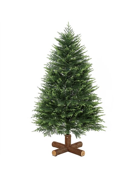 HOMCOM 5ft Artificial Christmas Tree, Hinged Xmas Tree with Realistic 513 PE & PVC Branch Tips, Fir Wood Base, Green - pic 208935 | FastDaddyshop