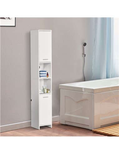 HOMCOM Particle Board Tall Freestanding Bathroom Storage Cabinet White