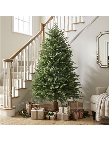HOMCOM 5ft Artificial Christmas Tree, Hinged Xmas Tree with Realistic 513 PE & PVC Branch Tips, Fir Wood Base, Green