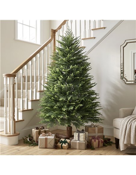 HOMCOM 5ft Artificial Christmas Tree, Hinged Xmas Tree with Realistic 513 PE & PVC Branch Tips, Fir Wood Base, Green - pic 208942 | FastDaddyshop