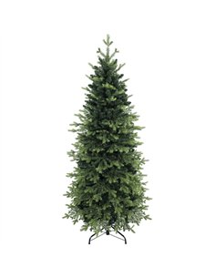 HOMCOM Geneva Fir Hinged Xmas Tree, 7ft/210cm Artificial Christmas Tree with 2079 Branch Tips, Foldable Steel Stand, Green