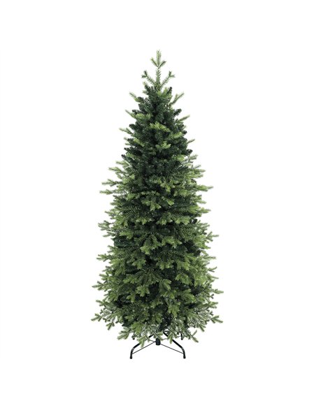 HOMCOM Geneva Fir Hinged Xmas Tree, 7ft/210cm Artificial Christmas Tree with 2079 Branch Tips, Foldable Steel Stand, Green - pic 208944 | FastDaddyshop