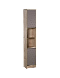 HOMCOM Freestanding Bathroom Storage Cabinet with 2 Cupboards, 2 Compartments, Grey & Brown