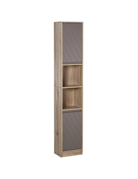 HOMCOM Freestanding Bathroom Storage Cabinet with 2 Cupboards, 2 Compartments, Grey & Brown - pic 20895 | FastDaddyshop