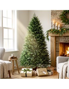 HOMCOM 6ft Artificial Christmas Tree, Hinged Xmas Tree with Realistic 751 PE & PVC Branch Tips, Fir Wood Base, Green 2