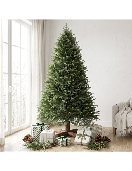 HOMCOM 6ft Artificial Christmas Tree, Hinged Xmas Tree with Realistic 751 PE & PVC Branch Tips, Fir Wood Base, Green - pic 208960 | FastDaddyshop