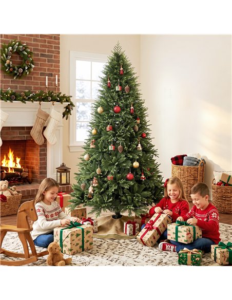 HOMCOM 6ft Artificial Christmas Tree, Hinged Xmas Tree with Realistic 751 PE & PVC Branch Tips, Fir Wood Base, Green - pic 208961 | FastDaddyshop
