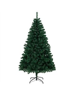 HOMCOM 6ft Artificial Christmas Tree, Fir Hinged Xmas Tree with 700 Branch Tips, Foldable Steel Stand, Green