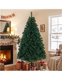HOMCOM 6ft Artificial Christmas Tree, Fir Hinged Xmas Tree with 700 Branch Tips, Foldable Steel Stand, Green 2