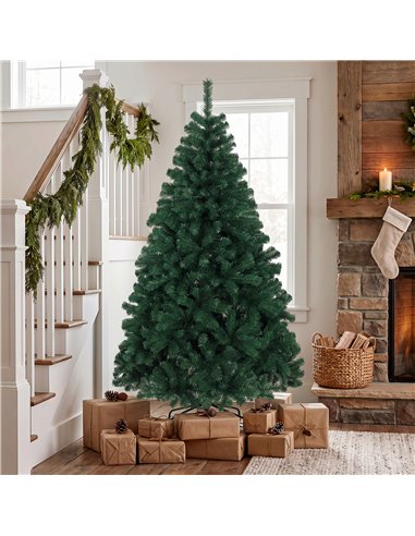 HOMCOM 6ft Artificial Christmas Tree, Fir Hinged Xmas Tree with 700 Branch Tips, Foldable Steel Stand, Green