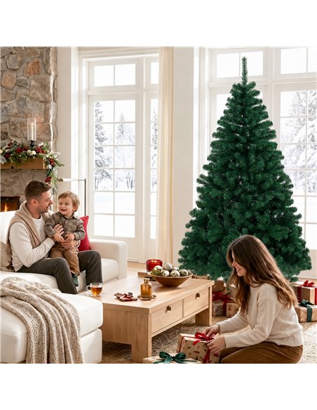 HOMCOM 6ft Artificial Christmas Tree, Fir Hinged Xmas Tree with 700 Branch Tips, Foldable Steel Stand, Green - pic 208970 | FastDaddyshop
