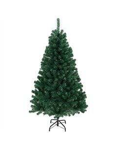 HOMCOM 5ft Artificial Christmas Tree, Fir Hinged Xmas Tree with 420 Branch Tips, Foldable Steel Stand, Green