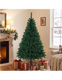 HOMCOM 5ft Artificial Christmas Tree, Fir Hinged Xmas Tree with 420 Branch Tips, Foldable Steel Stand, Green 2