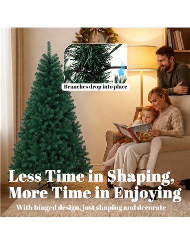 HOMCOM 5ft Artificial Christmas Tree, Fir Hinged Xmas Tree with 420 Branch Tips, Foldable Steel Stand, Green