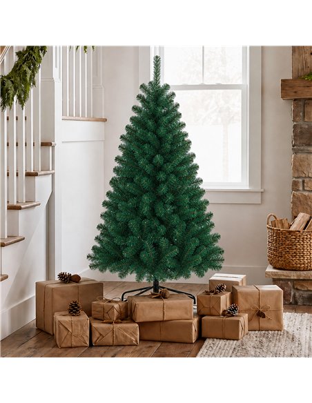 HOMCOM 5ft Artificial Christmas Tree, Fir Hinged Xmas Tree with 420 Branch Tips, Foldable Steel Stand, Green - pic 208987 | FastDaddyshop
