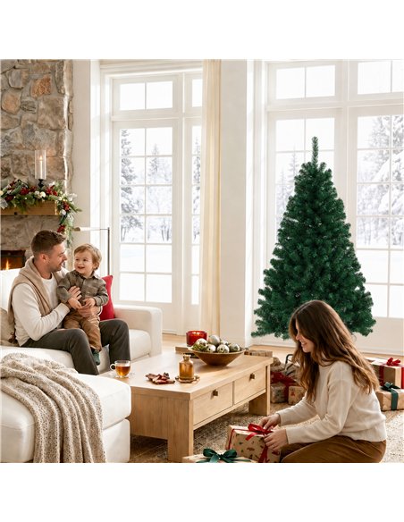 HOMCOM 5ft Artificial Christmas Tree, Fir Hinged Xmas Tree with 420 Branch Tips, Foldable Steel Stand, Green - pic 208988 | FastDaddyshop
