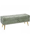 HOMCOM Storage Ottoman, Chenille Upholstered Ottoman Storage Box with Padded Seat, Metal Legs, 114 x 41 x 45 cm, Light Green