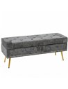 HOMCOM Storage Ottoman, Chenille Upholstered Ottoman Storage Box with Padded Seat, Metal Legs, 114 x 41 x 45 cm, Grey
