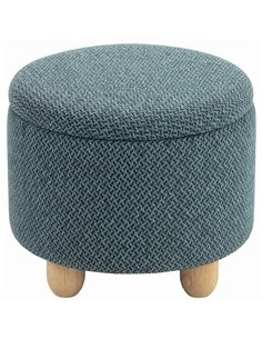 HOMCOM Storage Sitting Bench with Lid, Round Storage Ottoman with Rubberwood Legs, Dark Blue