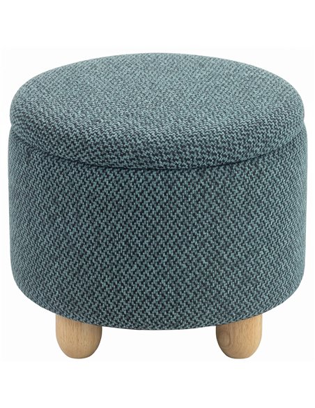 HOMCOM Storage Sitting Bench with Lid, Round Storage Ottoman with Rubberwood Legs, Dark Blue - pic 209007 | FastDaddyshop