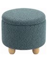 HOMCOM Storage Sitting Bench with Lid, Round Storage Ottoman with Rubberwood Legs, Dark Blue