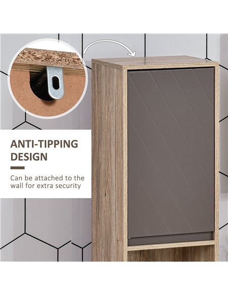 HOMCOM Freestanding Bathroom Storage Cabinet with 2 Cupboards, 2 Compartments, Grey & Brown - pic 20901 | FastDaddyshop