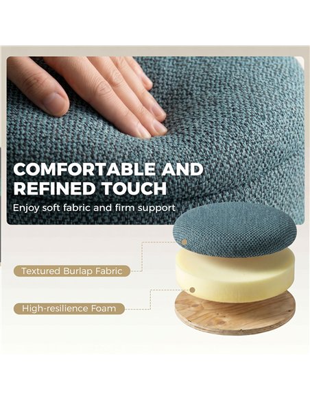 HOMCOM Storage Sitting Bench with Lid, Round Storage Ottoman with Rubberwood Legs, Dark Blue - pic 209012 | FastDaddyshop