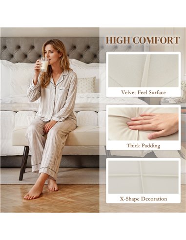 HOMCOM Upholstered Hallway Bench, End of Bed Bench with X-Shape Design and Steel Legs, Cream
