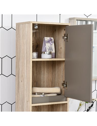 HOMCOM Freestanding Bathroom Storage Cabinet with 2 Cupboards, 2 Compartments, Grey & Brown